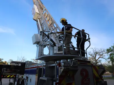 Firetruck ladder extended