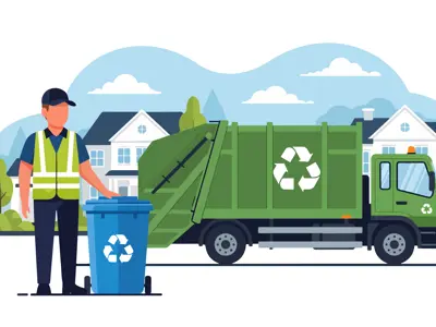 Cartoon Recycling Truck and Man